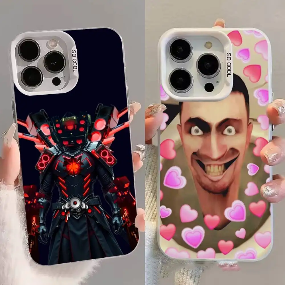 

Skibidi Toilet TV Man Phone Case For iPhone 16,15,14,13,12,11,8,7,Pro,Max,Plus,Mini,XS,SE White Candy Matte Shockproof Cover