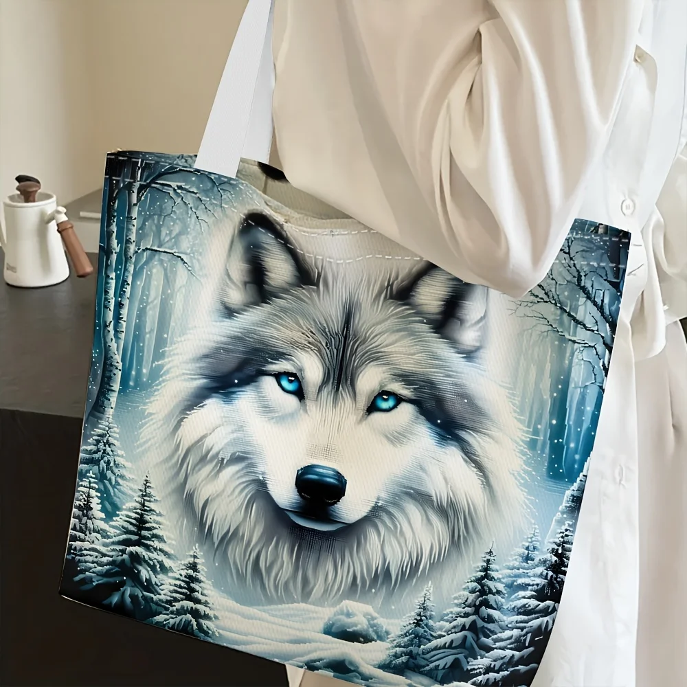 1pc Shoulder Bag Snow Wolf Forest Pattern Women's Shoulder Body Bags Multi-Functional Handbag Reusable for Travel Daily Use