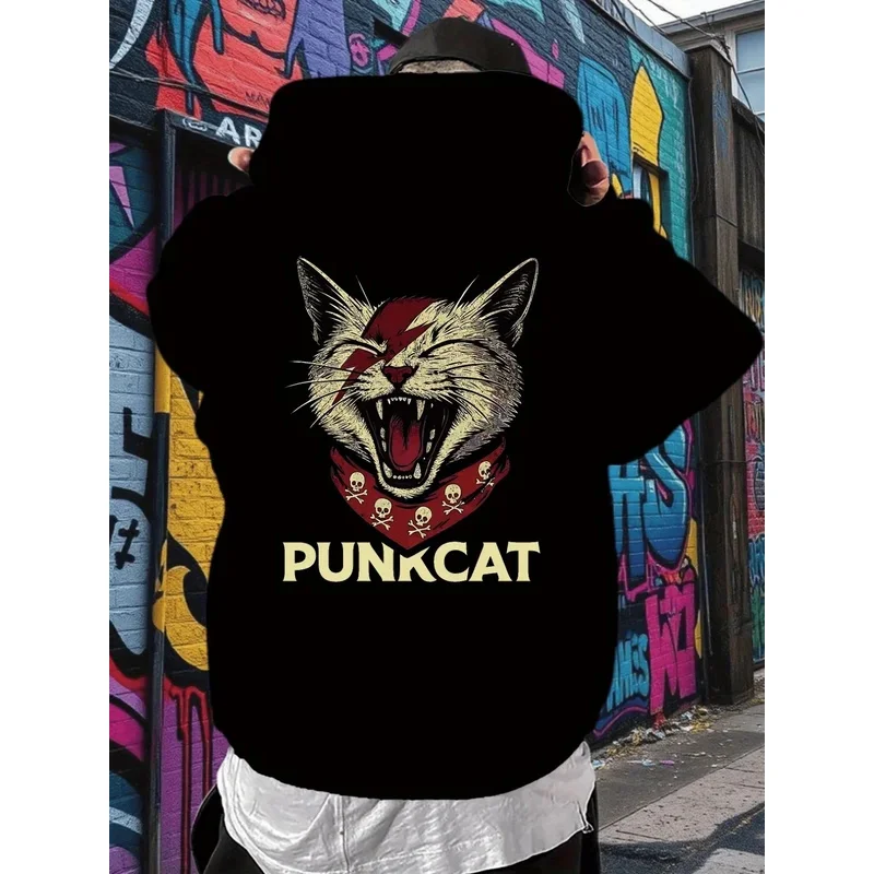 

Новая мужская толстовка с капюшоном на осень/зиму 2025 PUNKCAT, мужская модная толстовка с капюшоном с креативным принтом