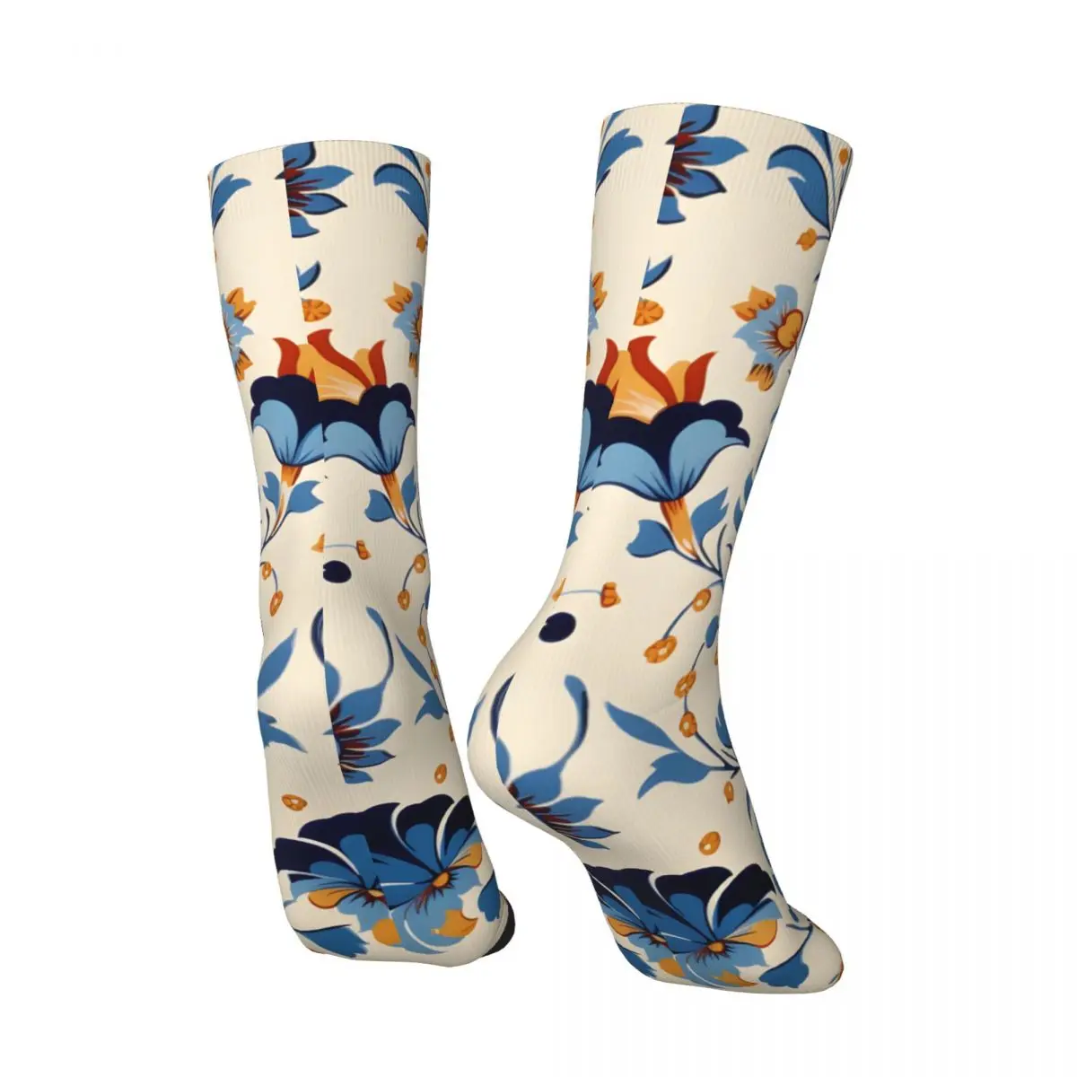 Timeless Florals Celebrating Men's Socks Retro Harajuku Street Style Novelty Casual Crew Sock