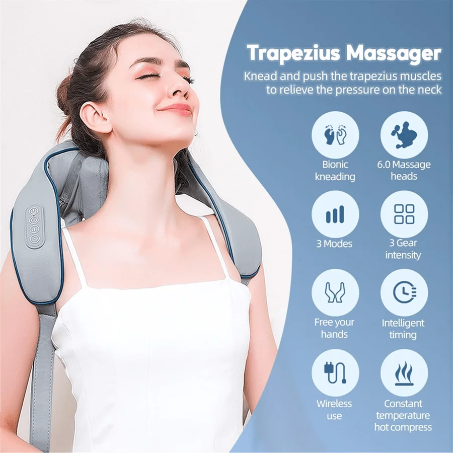 Hot Compress Massager, Shoulder And Neck Massage, Electric Shawl Kneading, Multifunctional Back Massage Instrument