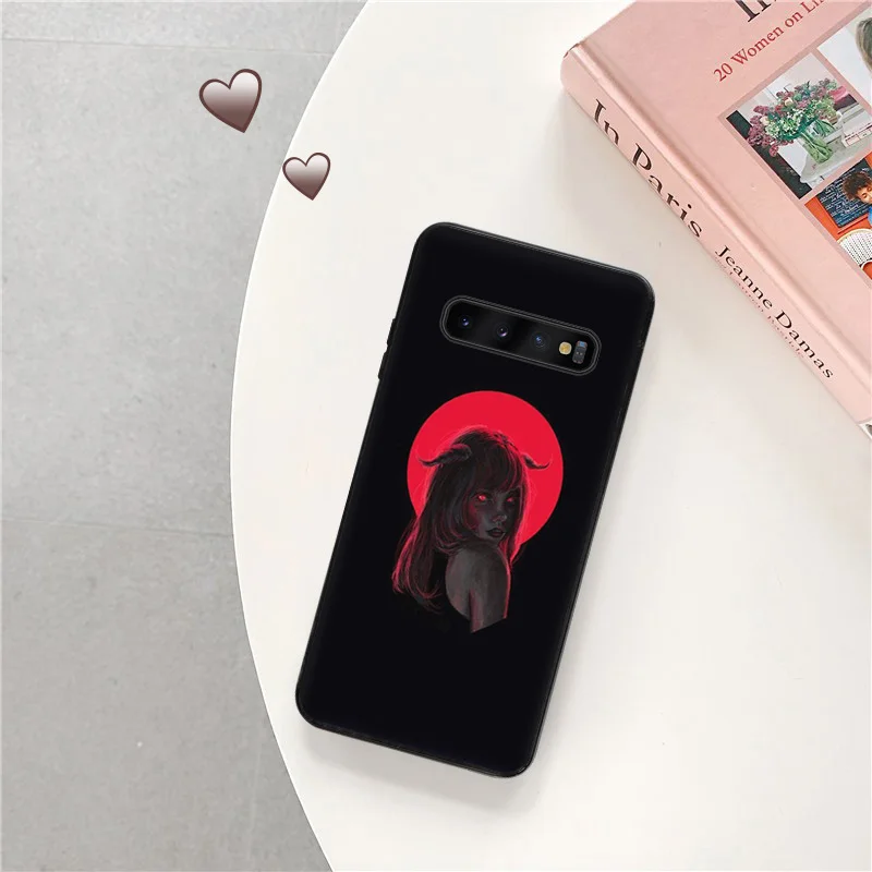 Hoesjes Voor Samsung S24 Galaxy S21 Fe S22 S23 Ultra 5G S20 Plus S10 Lite Sexy Duivel Shadow Girl Woman Luxe Zachte Telefoonhoes Cover