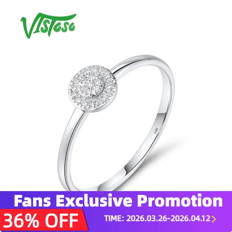

VISTOSO Authentic 14K 585 White Gold Rings For Women Sparkling Diamond Dainty Wedding Anniversary Elegant Fine Jewelry Sets