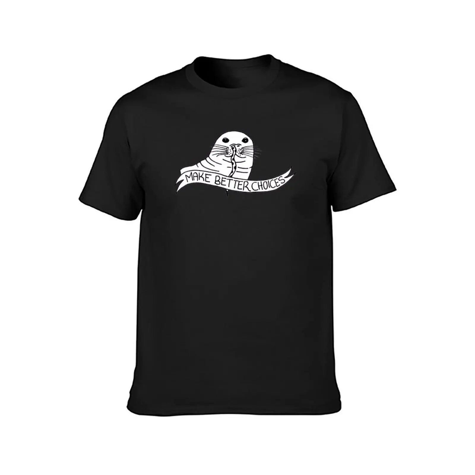 The Cautionary Seal: Black & White T-Shirt oversized customs customizeds customs design your own t shirt for men