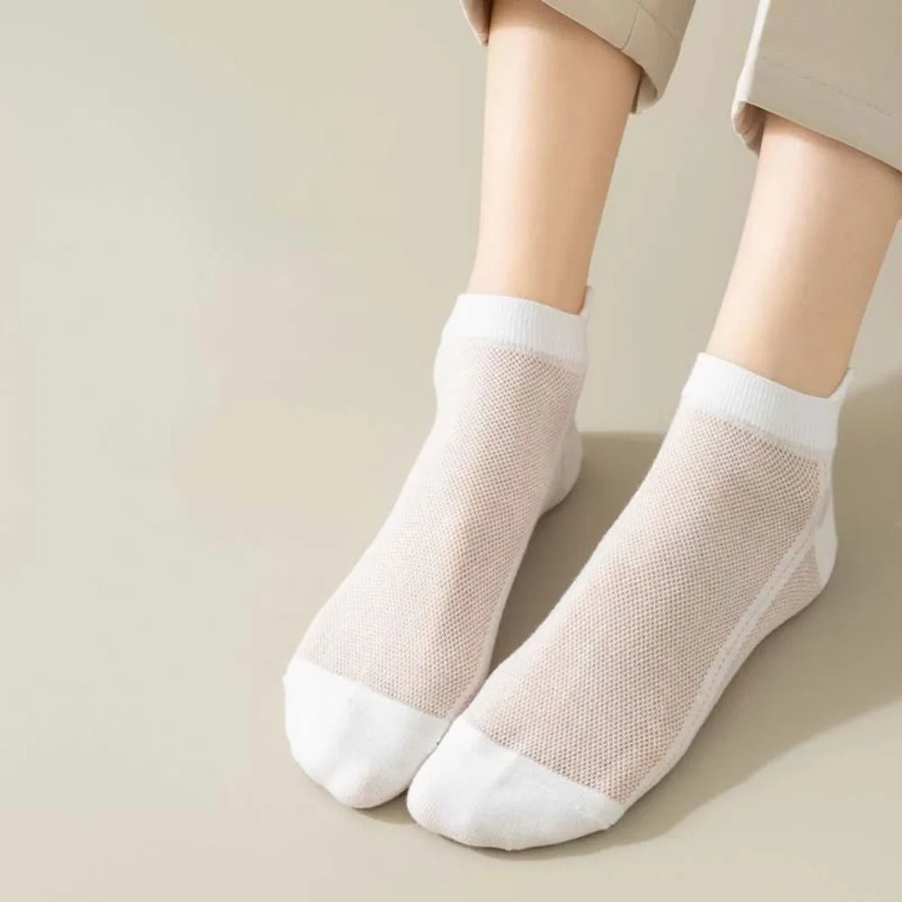 

Soft Thin Summer Mesh Socks Solid Color Anti-slip Short Running Socks Tube Hosiery Sports Boat Socks Sports