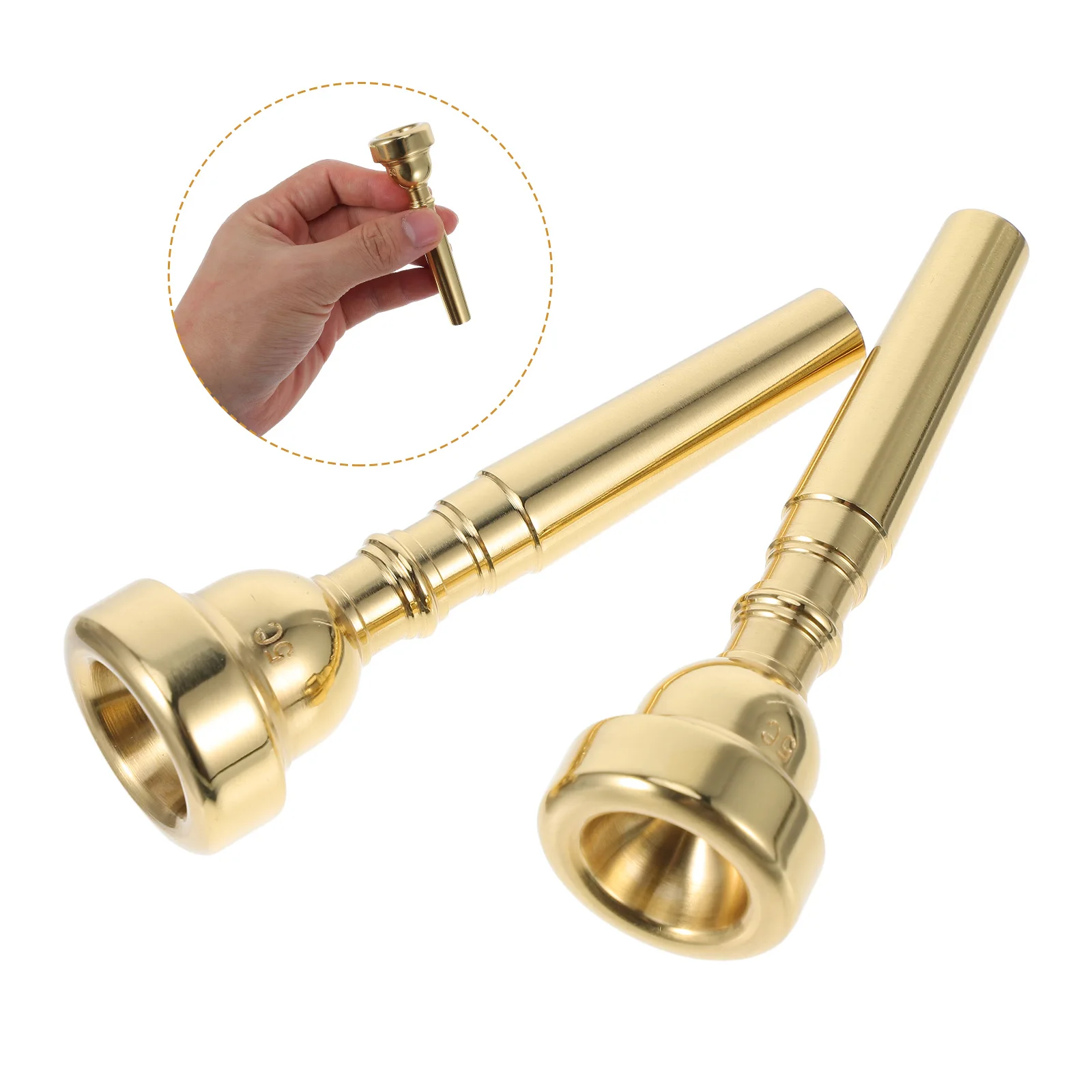 

2Pcs Brass Trumpet Mouthpieces Rust Resistant Smooth Surface Universal Fit Replacement Parts for Concert School Bands