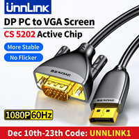 Unnlink Active DP to VGA Cable, 1080P DisplayPort Computer/Laptop to VGA  Monitor/Projector Converter 1.8m/5.9ft