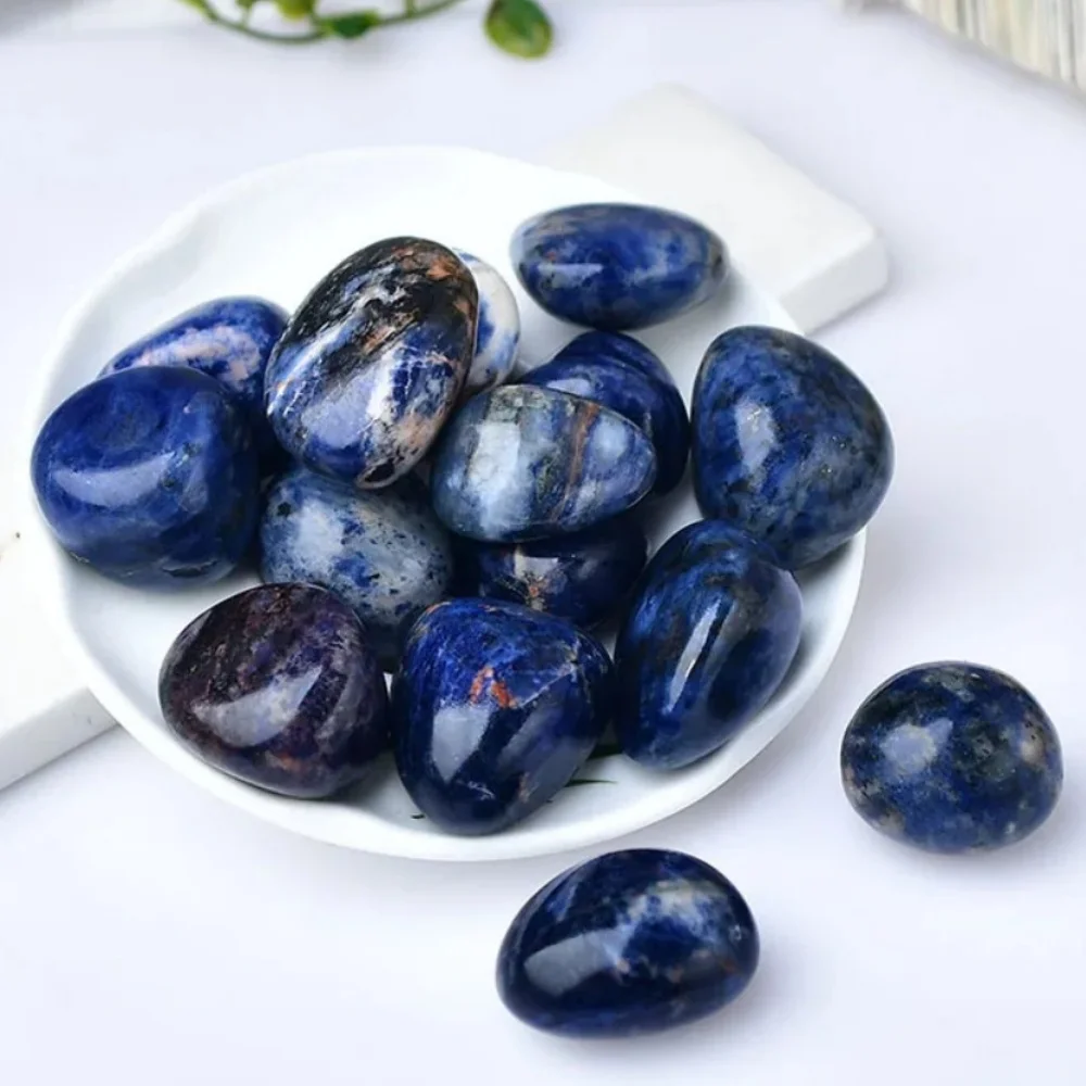حجر سوداليتي الأزرق الطبيعي هبط مصقول كريستال كوارتز الحصى حجر الخام الخام عينة الصخور شفاء كريستال للديكور المنزل