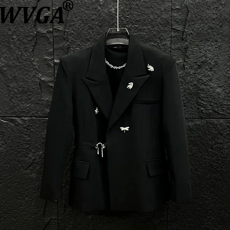 WVGA Spring Autumn New Man Tide Metal Buckle Trendy Blazers Niche Chic Casual Korean Version Turn-Down Collar Jackets Ins W20842