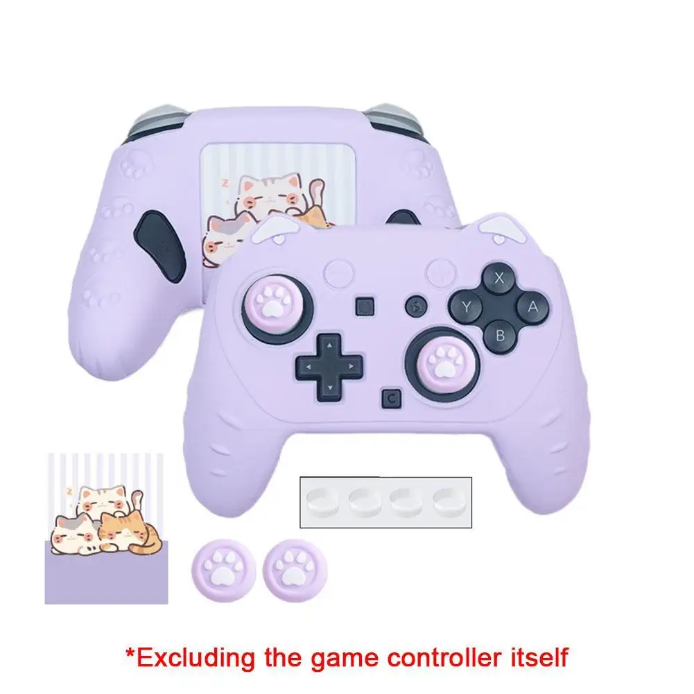 For Switch2 Pro Handle Silicone Cover+rocker Cap+rocker Cute Pattern Game Controller Anti Drop Case For NS2 Accessories
