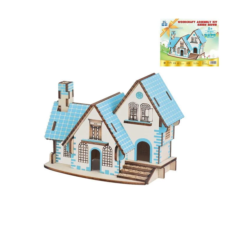 3D Holz puzzle Puzzle Schloss Haus Villa Architektur modelle DIY zusammen gebaute Kombination Kinder Handwerk Geschenke Spielzeug pädagogisch