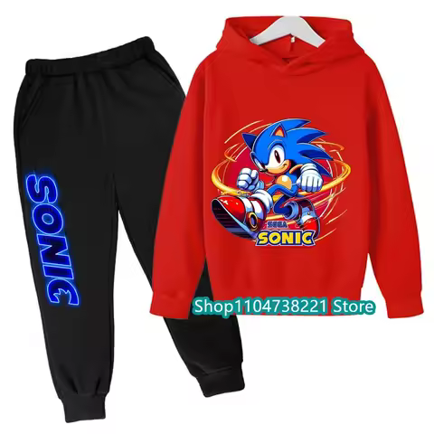 Bébé garçon vêtements vêtements décontractés dessin animé Sonic sweats à capuche ensemble enfants pantalons 2 pièces filles vête