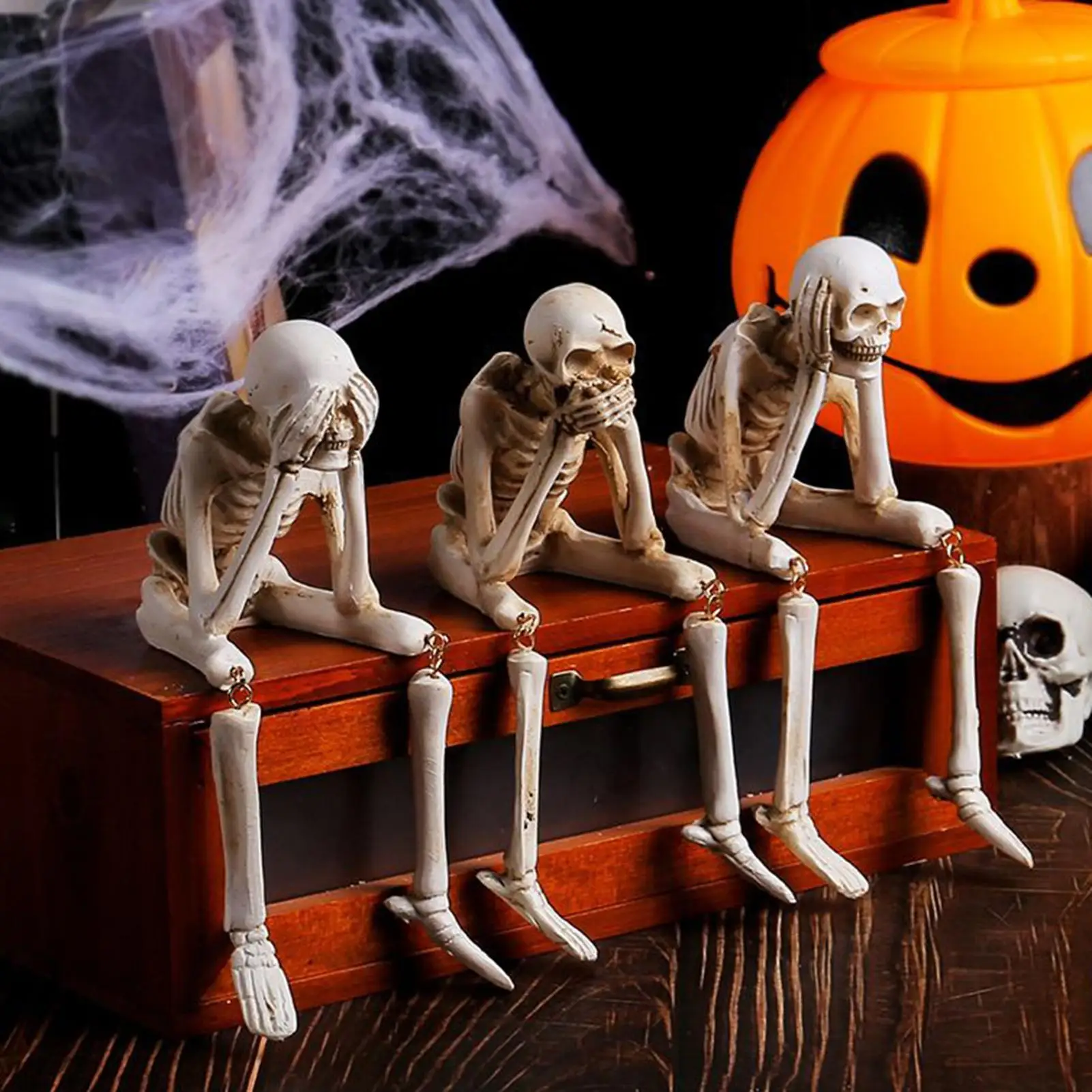 

3pcs Skeletons Decorations For Halloween Figurine Prop Statue For Party Holiday Photo Backdrop Bedroom School Retail Store