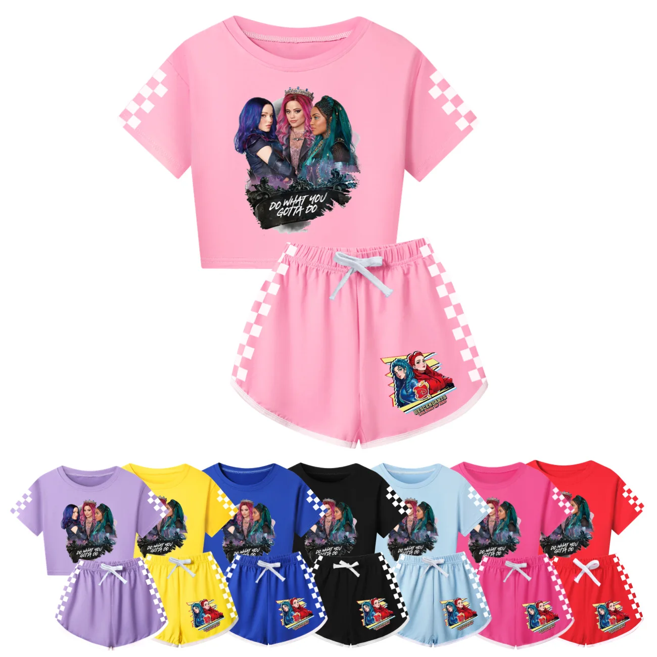 Hot Descendants 4 Summer Clothes Sets Kids Cartoon T-shirts Shorts Two-piece Set Baby Boys Tracksuit Girls Outfits Suit Gift