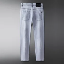 High-End Affordable Luxury Jeans Men's 2024 New Fashion Trendy Slim Straight Summer Thin Stretch Business Casual Pants