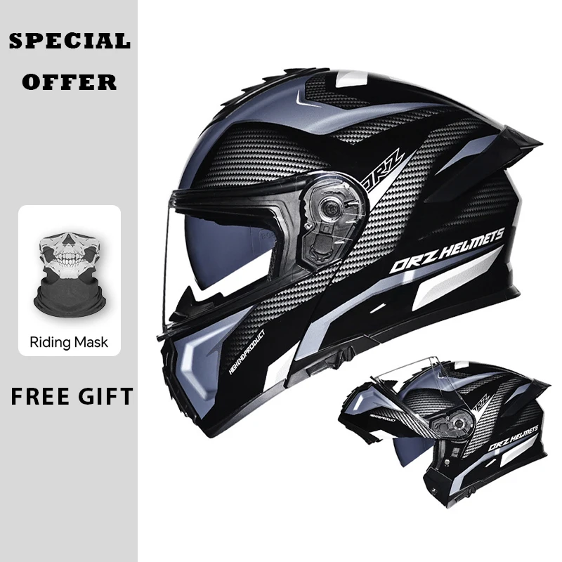 

Men's Flip Up Helmet Dual Visor Cascos Para Motos DOT Approved Double Lens Flip Up Motorcycle Helmets Retro Vintage Modular Helm