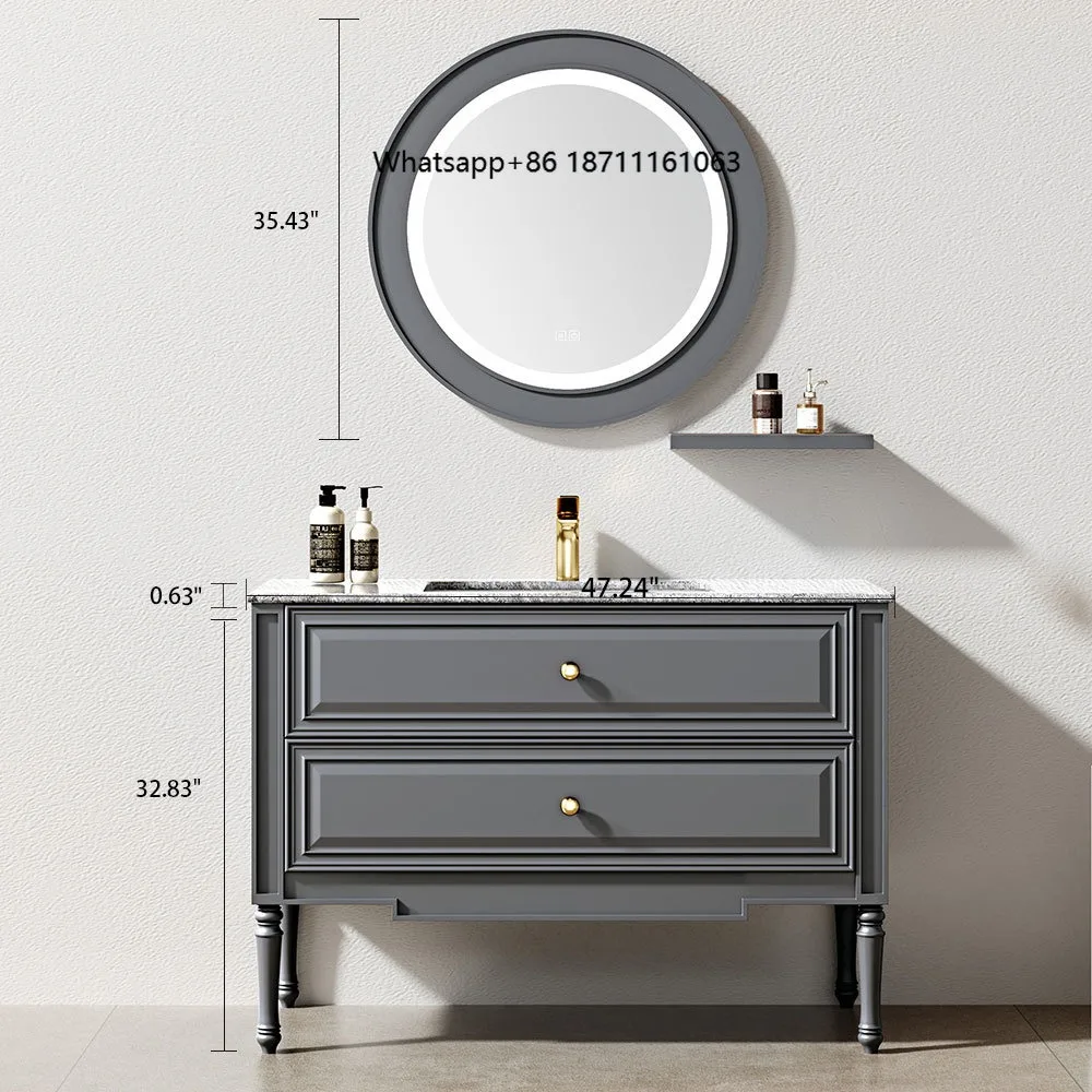 Morden Style Solid Wood Bathroom Cabinet Vanity Ceramic Sink Top Plywood with Lacquer Finish Modern Design for Hotel Use