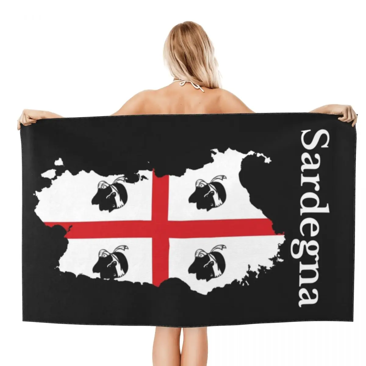 Sardinia Map Flag Italy Italian Region Beach Bath Towel Microfiber Sardegna Shower Sports Yoga Towels