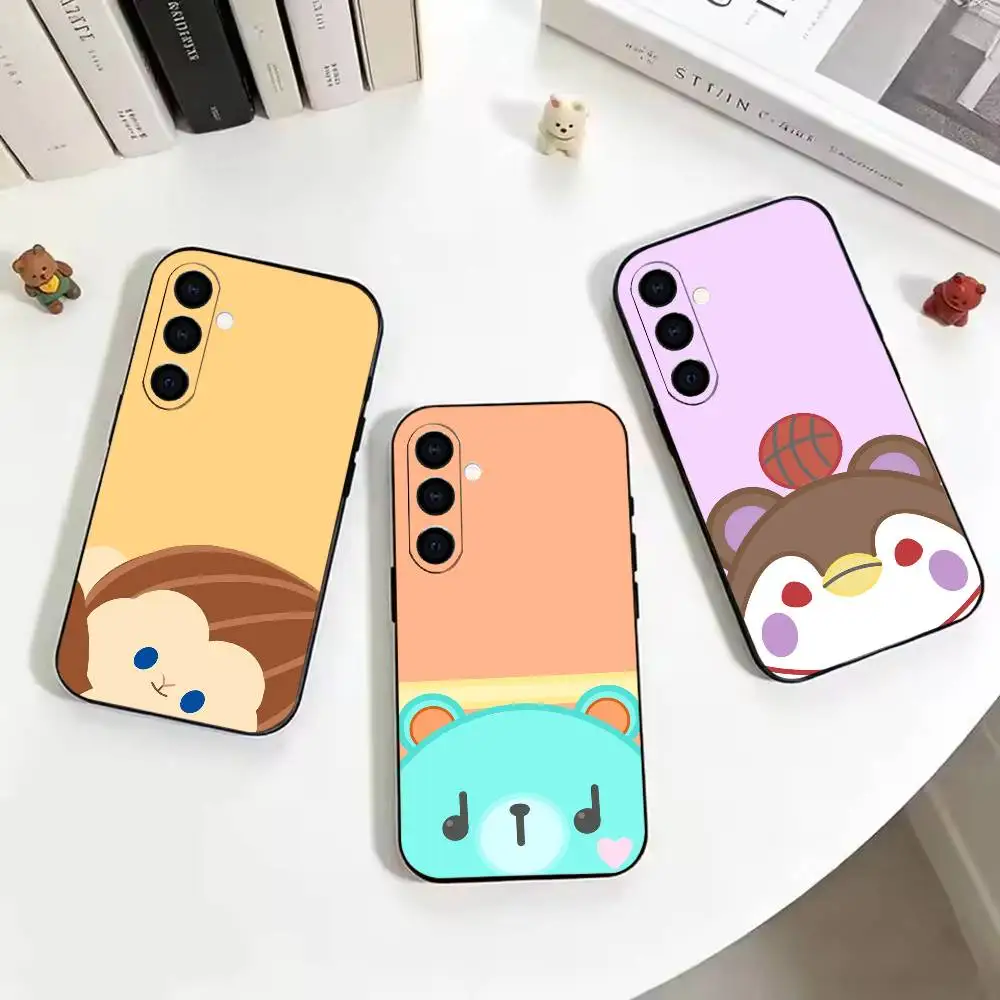 Cute Cartoon Mascot GMMTV Black Soft Silicone Phone Case for Samsung Galaxy A73, A42, A72, A70, A53, A52, A51