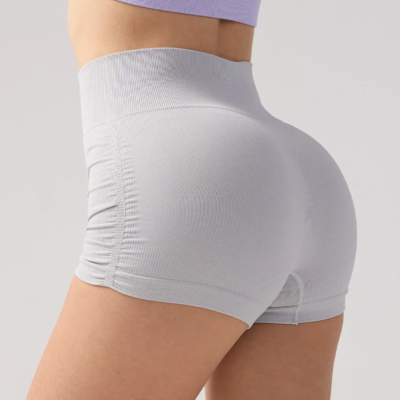 Women High Waist Fitness Shorts Gym Hip Lifting Yoga Sports Tight Running Shorts Exercise Three Folded Yoga Shorts