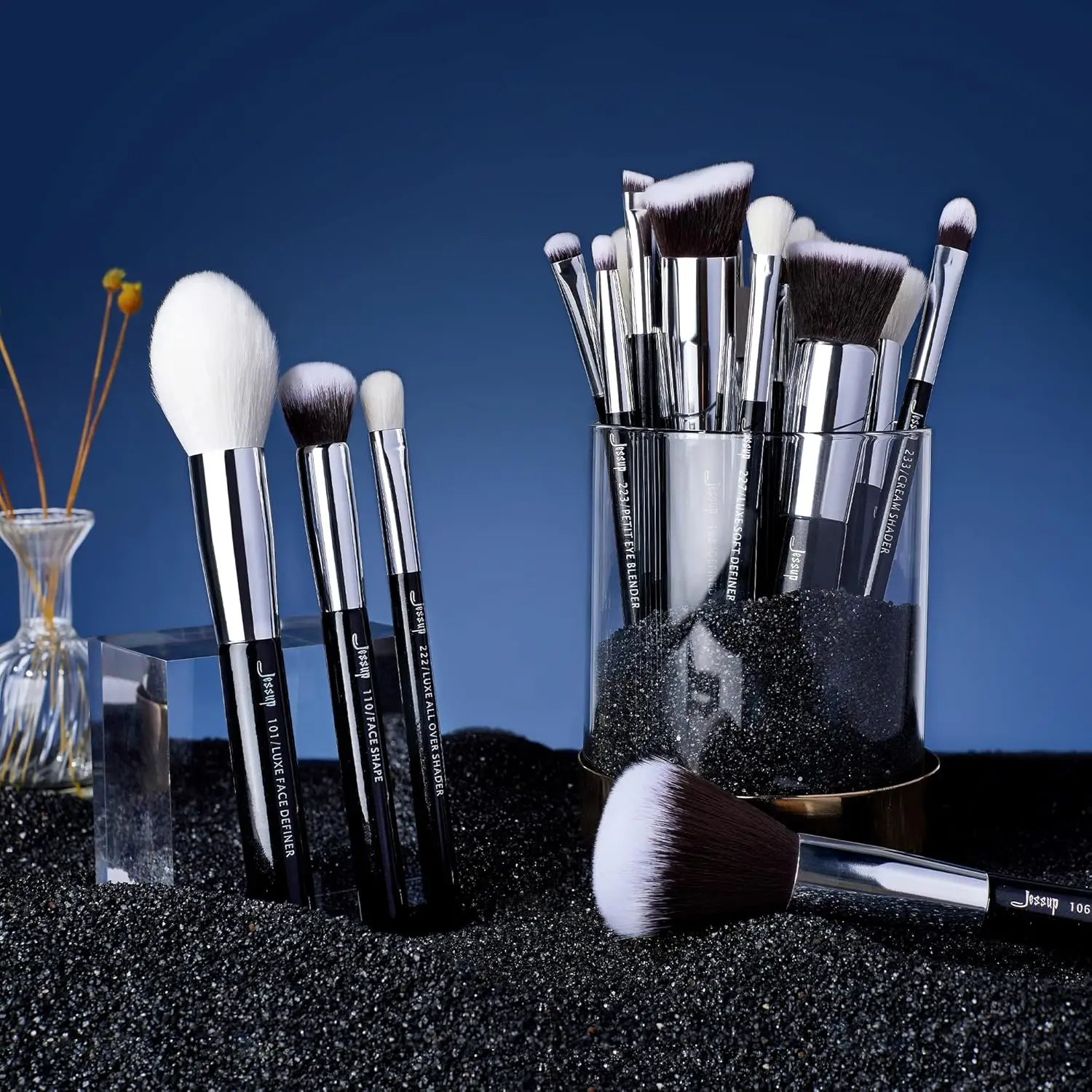 25-Piece Professional Makeup Brush Set for Foundation, Powder, Eyeshadow, Blending & More with Natural-Synthetic Hair