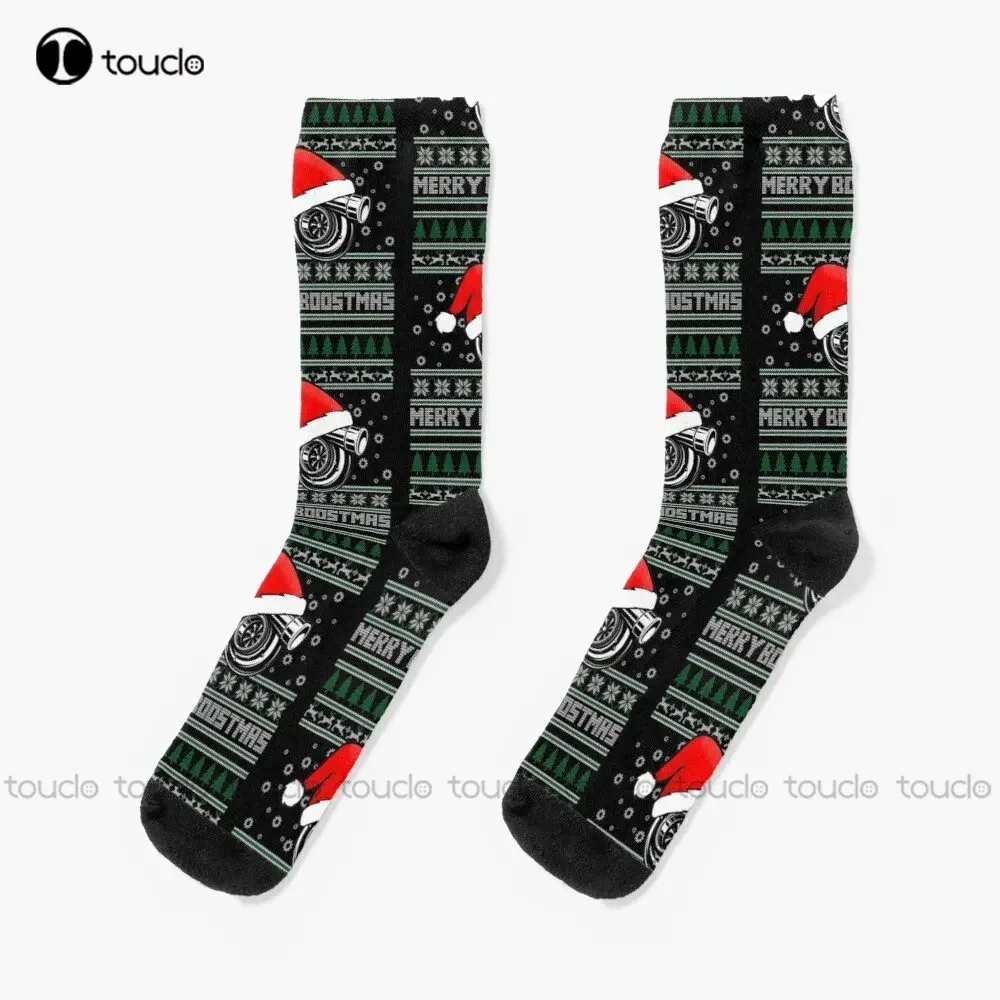 Merry Boostmas - Turbo - Ugly Christmas Socks Fun Socks For Men Personalized Custom Unisex Adult Teen Youth Socks Custom Gift