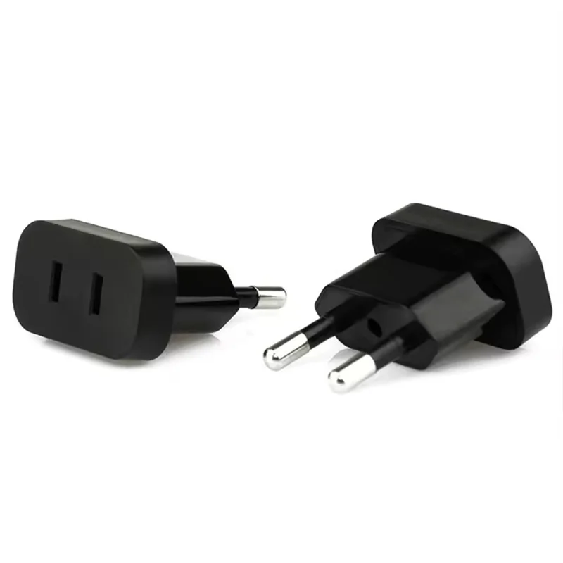 1Pcs 4.8mm 4.0mm US To EU Plug Adapter Euro Europe Power Converter Travel Charger Electrical Wall Socket Outlet For Home Travel