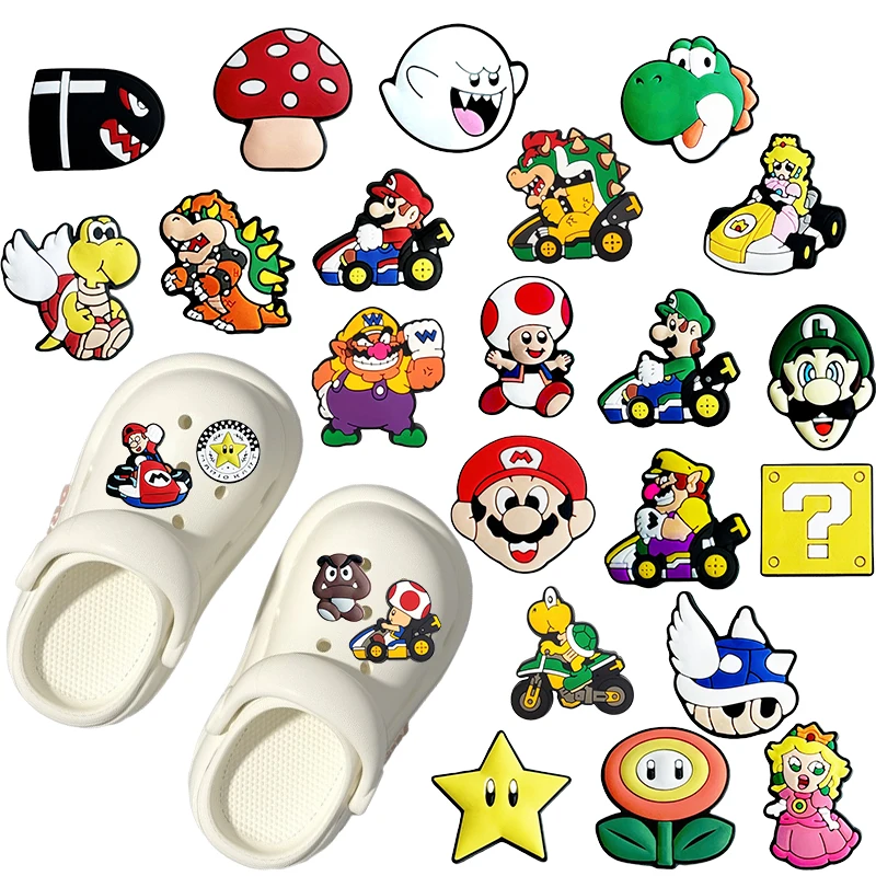 الكرتون سوبر ماريو سباك 9-100 قطعة الأحذية السحر الخيال البلاستيكية الديكور مزيج عالية الجودة انفصال مقاوم للماء لهدايا الحفلات