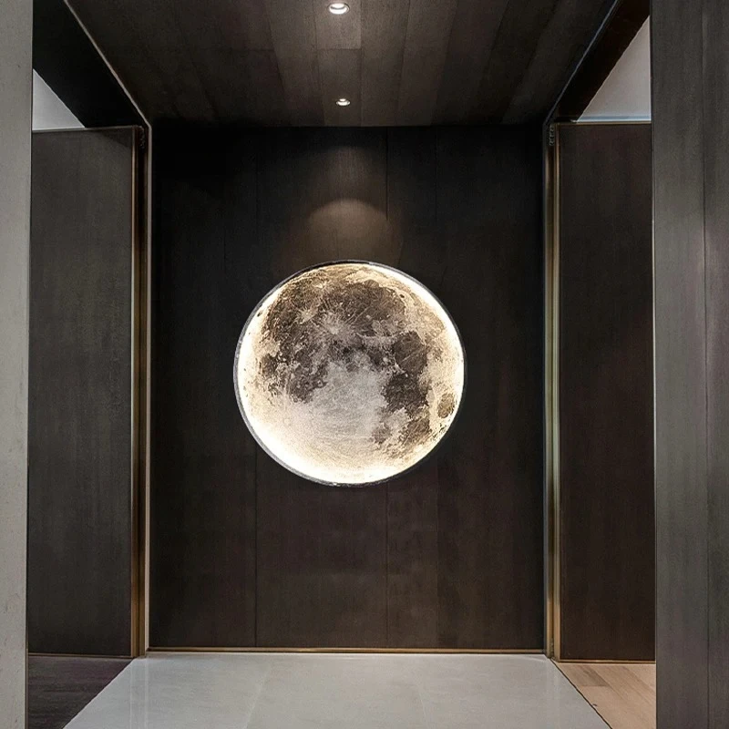 

2025 Modern Moon Wall Lamp Creative Mural Living Room Background Wall Decoration Lamp Minimalist Art Bedside Wall Light