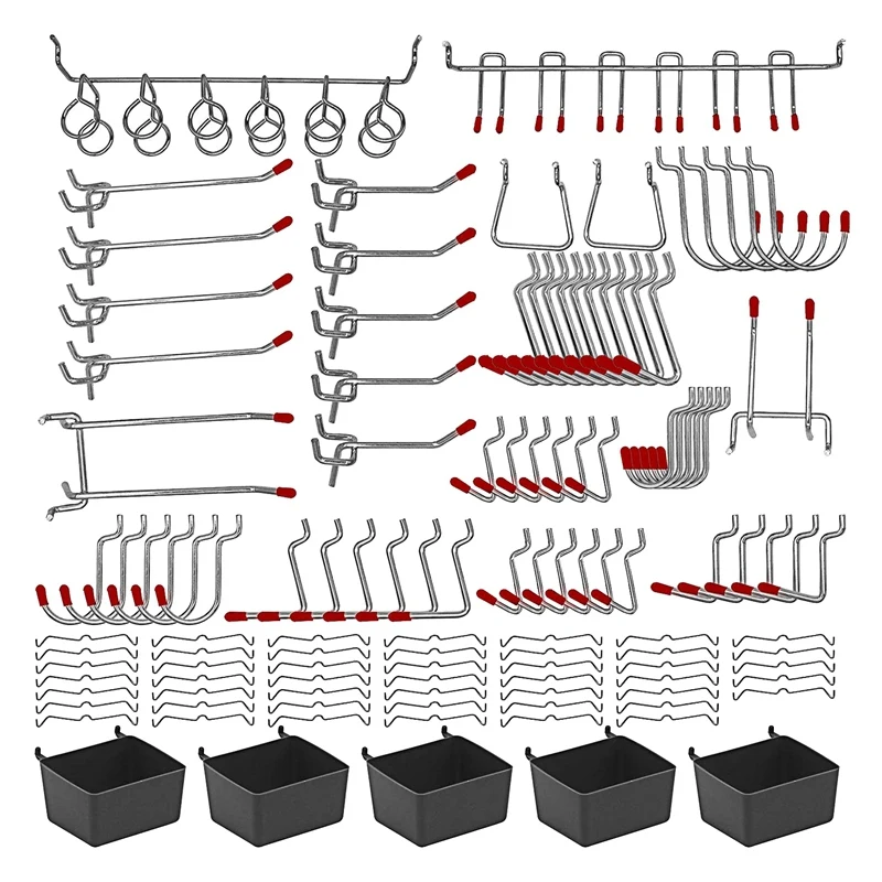 

114 Pcs Pegboard Hooks Assortment With Metal Hooks Sets, Pegboard Bins, Peg Locks For Organizing Storage System Tools