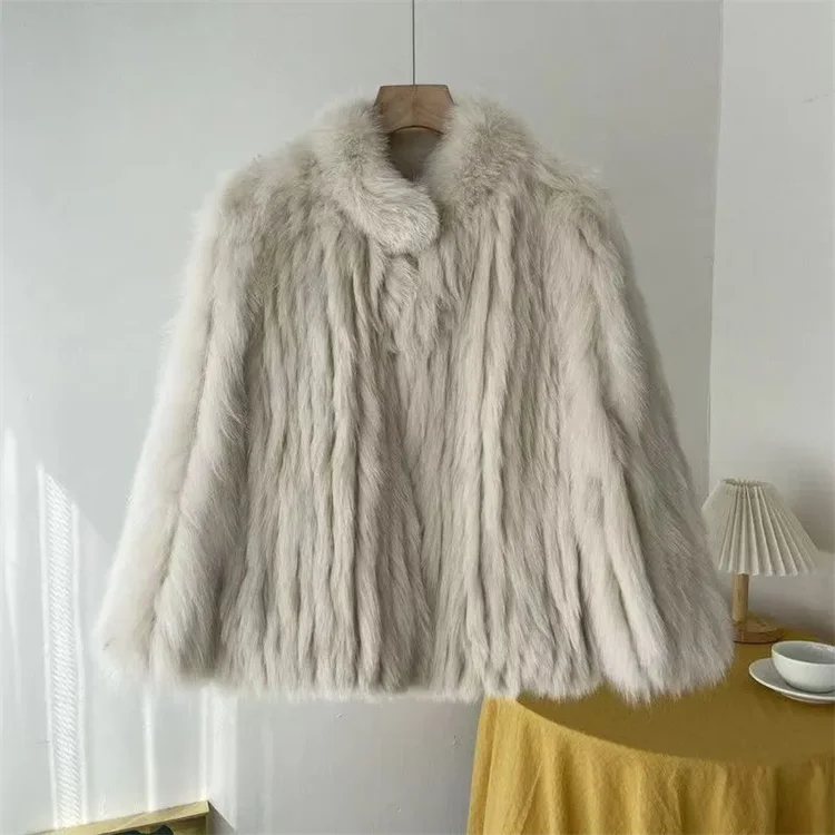 2024 Autumn/Winter Fox Fur Coat Thick Short Popular Fur Coat Lmitation Fur Grass Coat Female\'s Stand Up Collar High-End OutCoat