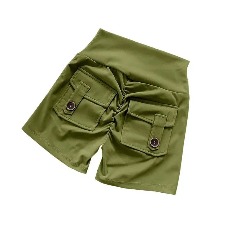 

High Waist Peach Hip Seamless Fitness Shorts with Pockets Women's Tight Sports Workout Running Shorts Gym Shorts Sportswear