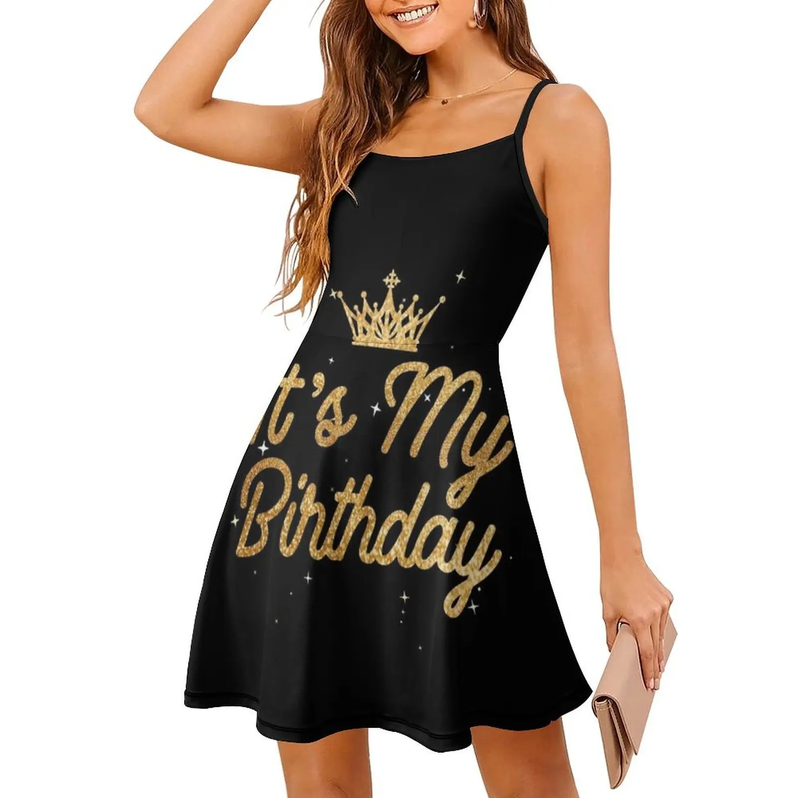 فستان حفلات أعياد الميلاد النسائية ملابس نادي مطبوعة عصرية للنساء كعكة عيد الميلاد وحفلات أعياد الميلاد المسائية #3