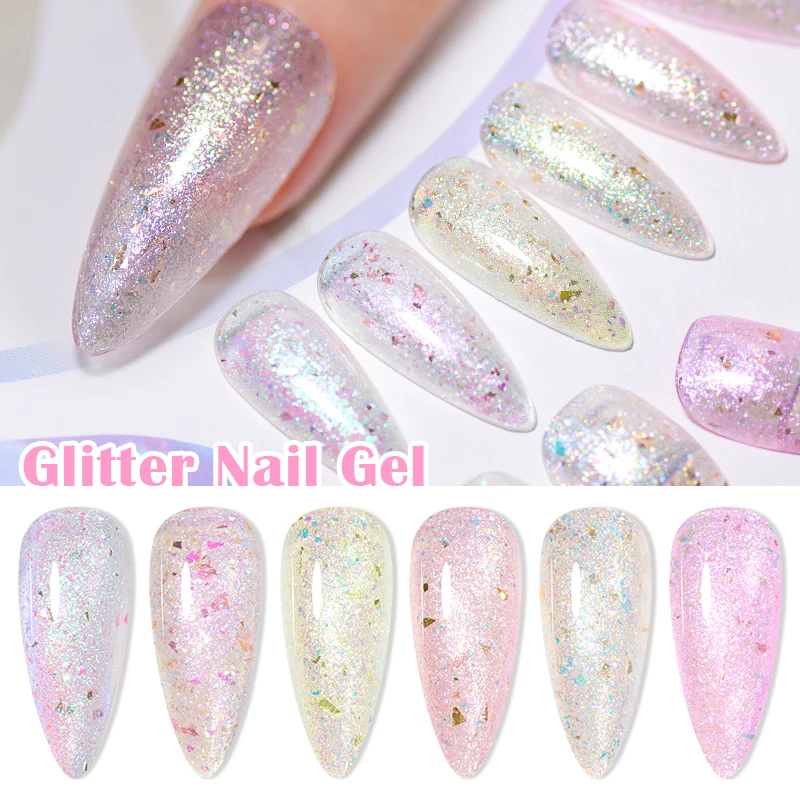 7ml Auroras Glitter Gel Nail Polish Sparkly Iridescence Soak Off UV Gel Semi-permanente Verniz Manicure Gel Polish