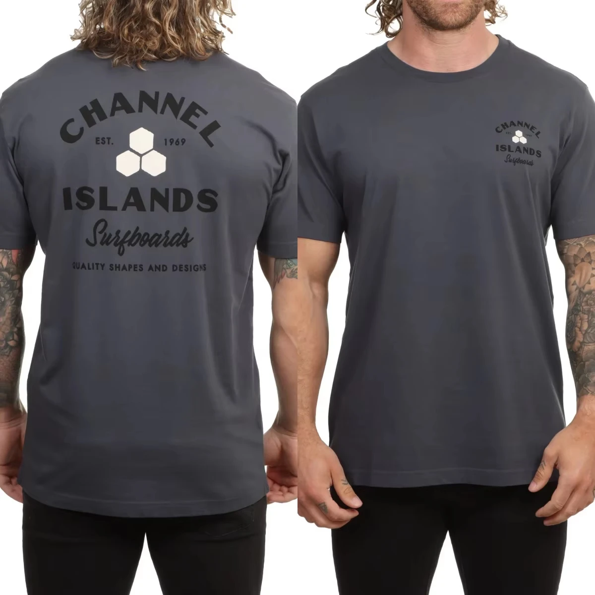 New Arrival Vintage Island Surf Letter Hexagon Graphic T Shirt Men Beach Surfing Casual Loose Short Sleeve Tees