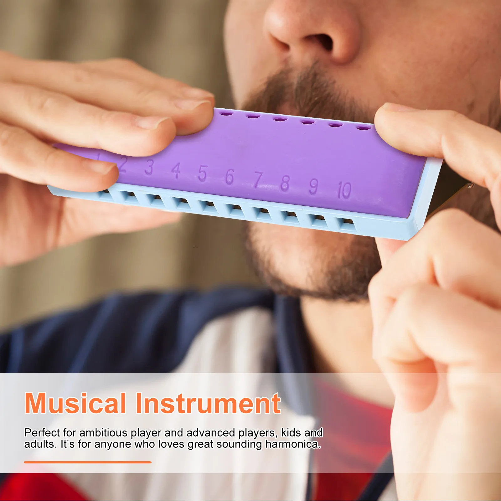 1Set 10 Holes Blues Harmonica ABS Copper Beginners Harmonica 20 Tones Musical Instrument Storage Box Musical Instrument