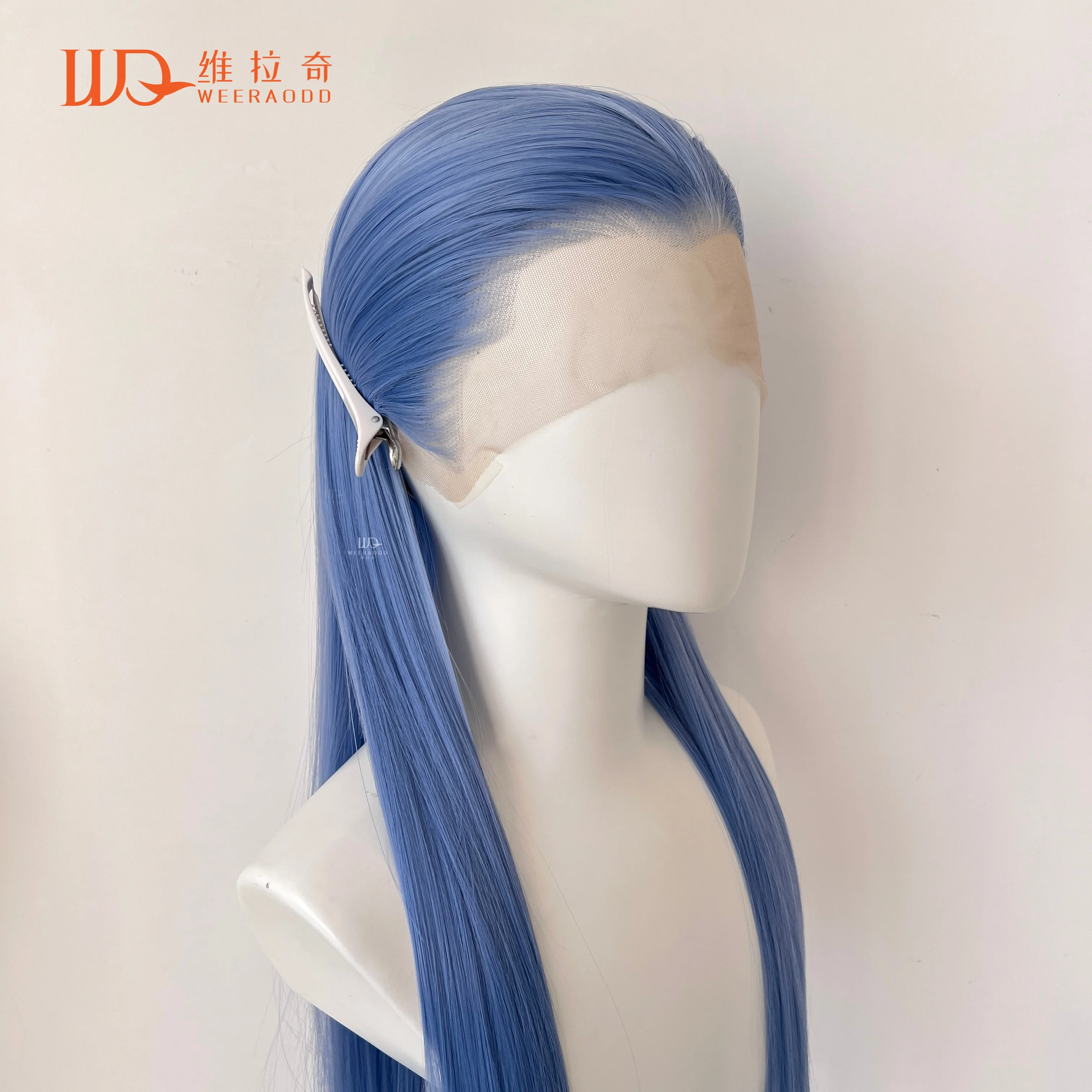 

Светло-голубой парик вдова, 26 дюймов, 13x4, кружевной передний парик, завязанный вручную, бесклеевая, термостойкая для косплея, вечеринки