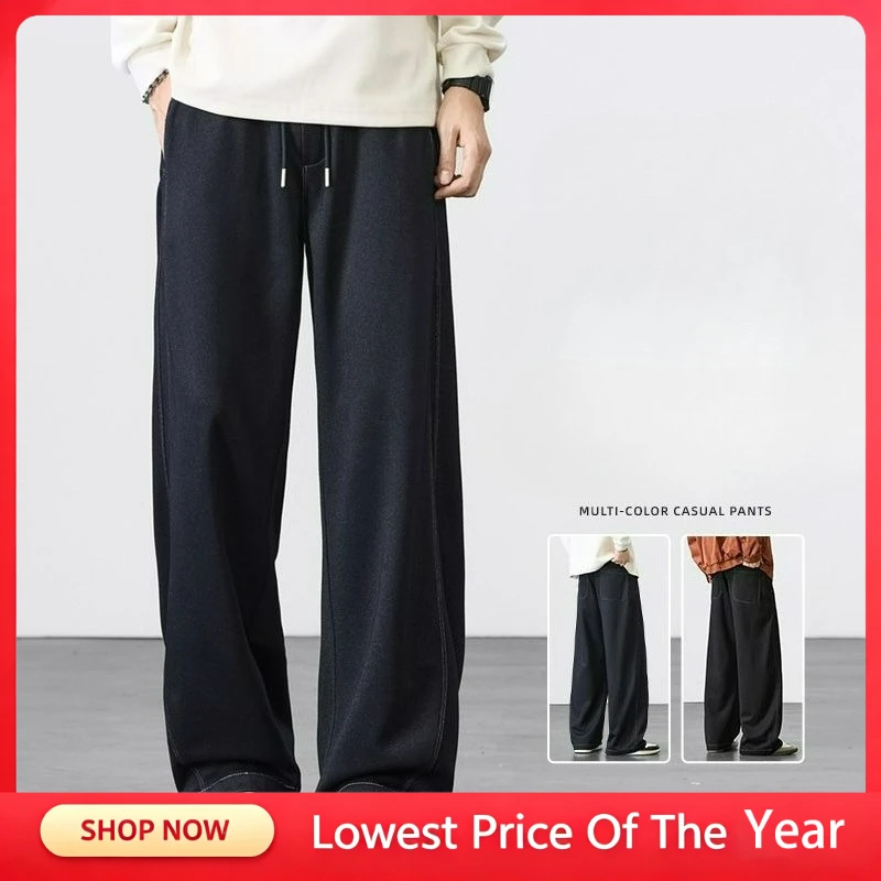 New Autumn Winter Business Men Jeans Casual Straight Stretch Fashion Y2K Classic High Street Denim Pants Male Versatile Clothing