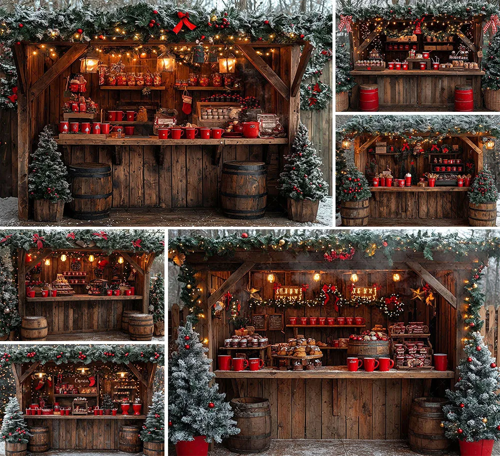 

Mehofond Photography Background Winter Christmas Hot Cocoa Shop Xmas Kids Family Holiday Portrait Decor Backdrop Photo Studio