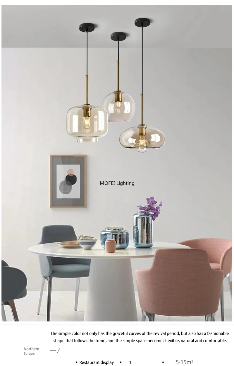 Art Industrial Retro E27 Glass Pendant Light Nordic Loft Chandelier Kitchen Restaurant Minimalist Hanging Lamp Suspension LED