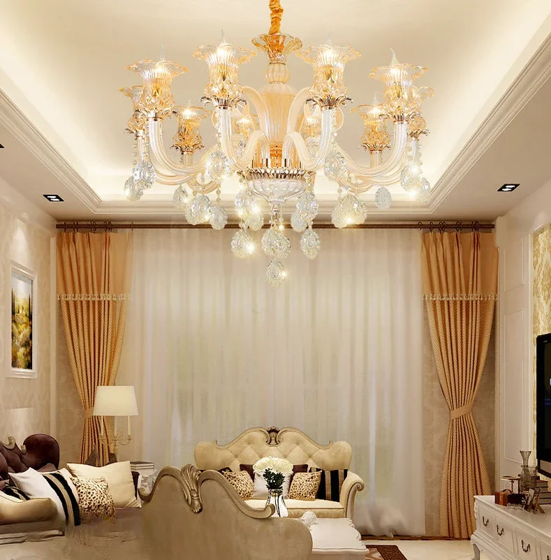 GHJUYIOL Living room crystal light, simple European atmosphere, bedroom light, dining room, European style chandelier, home, vil