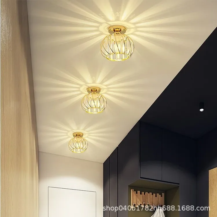 DurableCrystal Aisle Light Simple Modern Bedroom Bedside Corridor Small Chandelier LED Ceiling Balcony Light