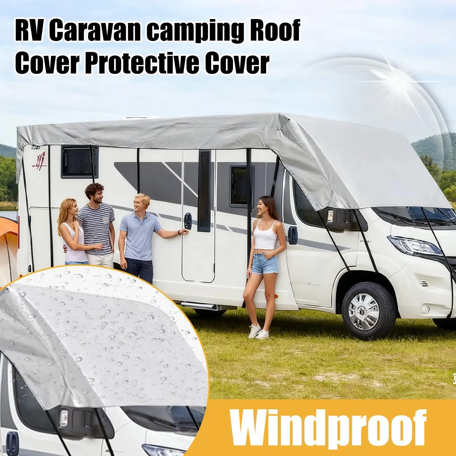 RV Cover Snow-Proof Waterproof Sunshade UV Resistant Vehicle Sunlight Cover For Camping Outdoor Beach Desert Tours Winter