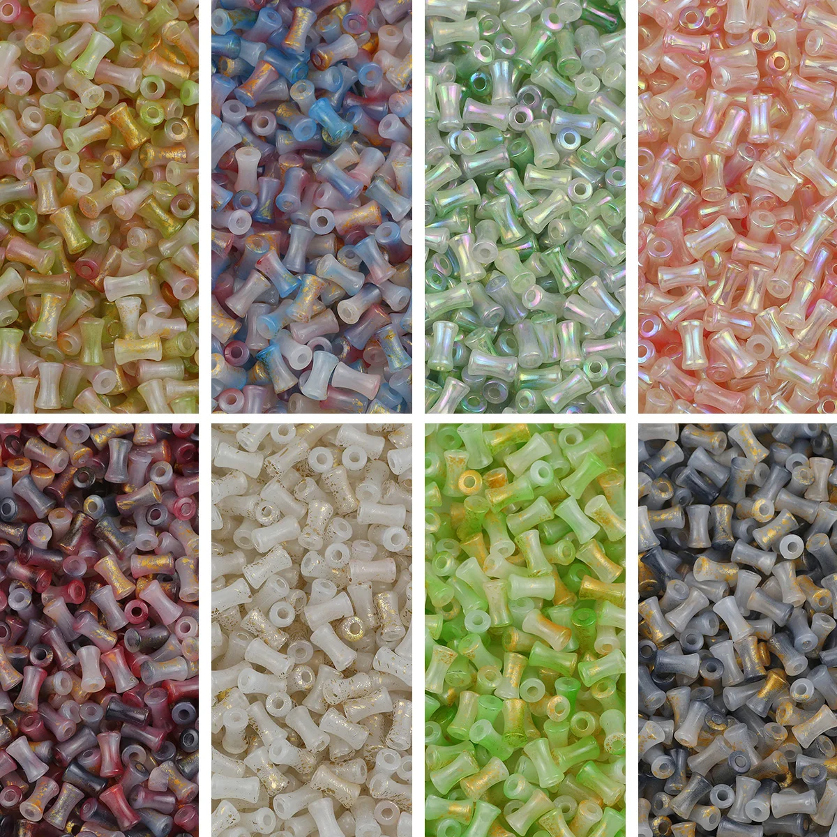 100-400Pcs 6x11mm Vintage Inspired Gradient Acrylic Bamboo Loose Beads For DIY Bracelets And Necklace Jewelry Making Accessories