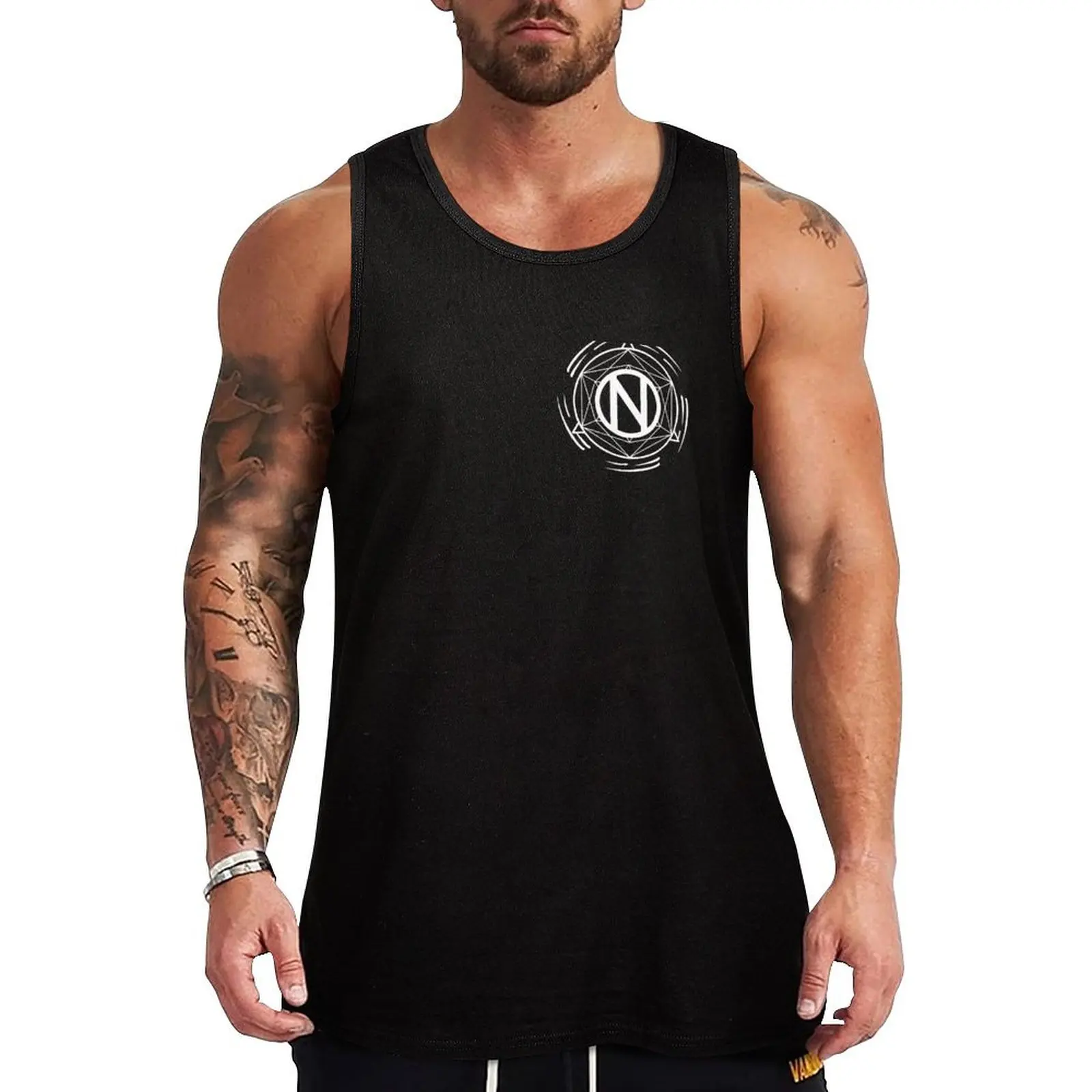 Onda Nova Symbol White Tank Top Daily Work Tank Top Utility Casual Sleeveless Top