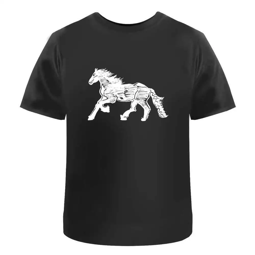 Galloping Horse' Cotton T-Shirts   Anime Graphic T-shirts for Men Clothing Women