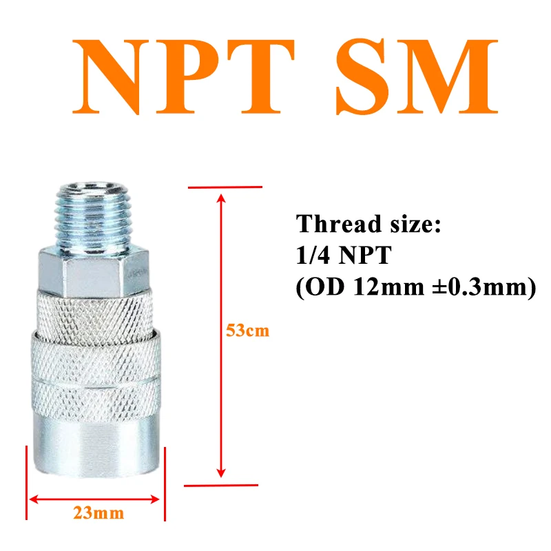 10 Stück NPT 1/4 US Schnellkupplung für Schläuche, Pneumatische Anschlüsse, Luft-Schnellkupplungen für Kompressor-Zubehörwerkzeug – Detail 1