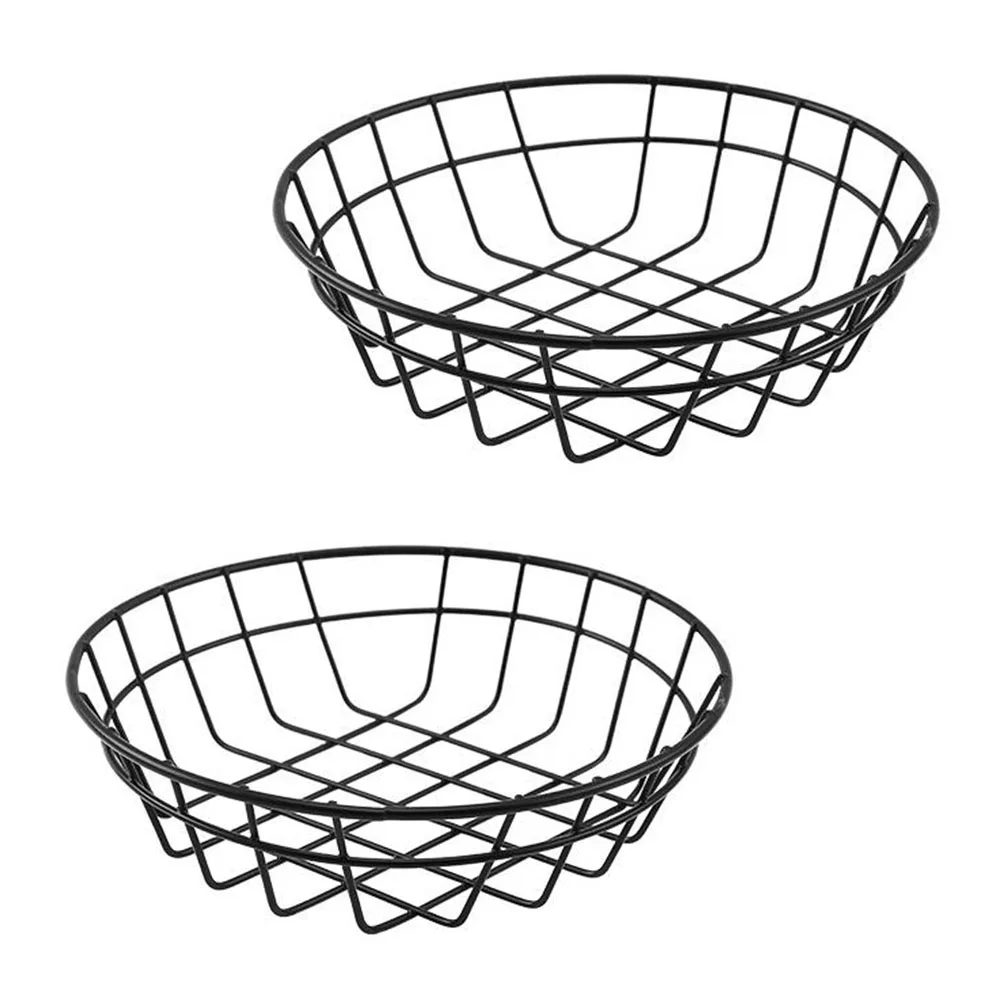 

2pcs French Fries Basket Round Metal Food Storage Baskets Restaurant Cafe Shop Small Size Bread Snack Holder Kitchen Bar