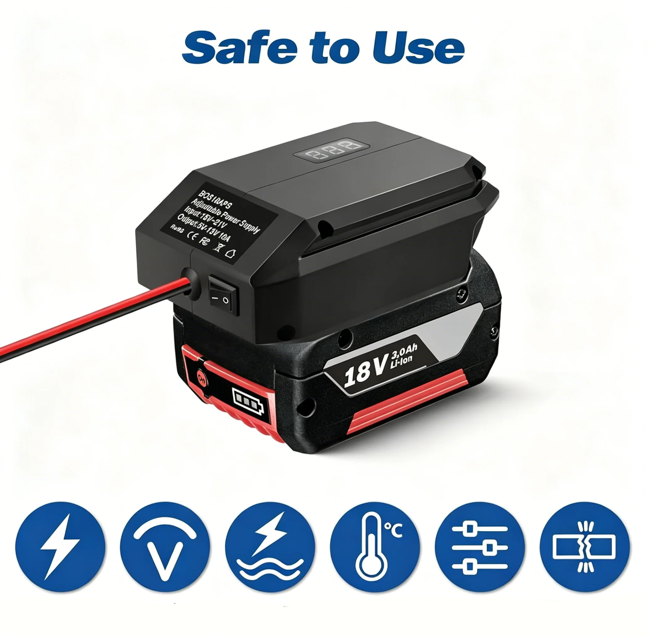 BOS18APS DC 18V to 12V Step Down Converter Adapter for Bosch 18v GBA Series Battery Buck Converter Regulator