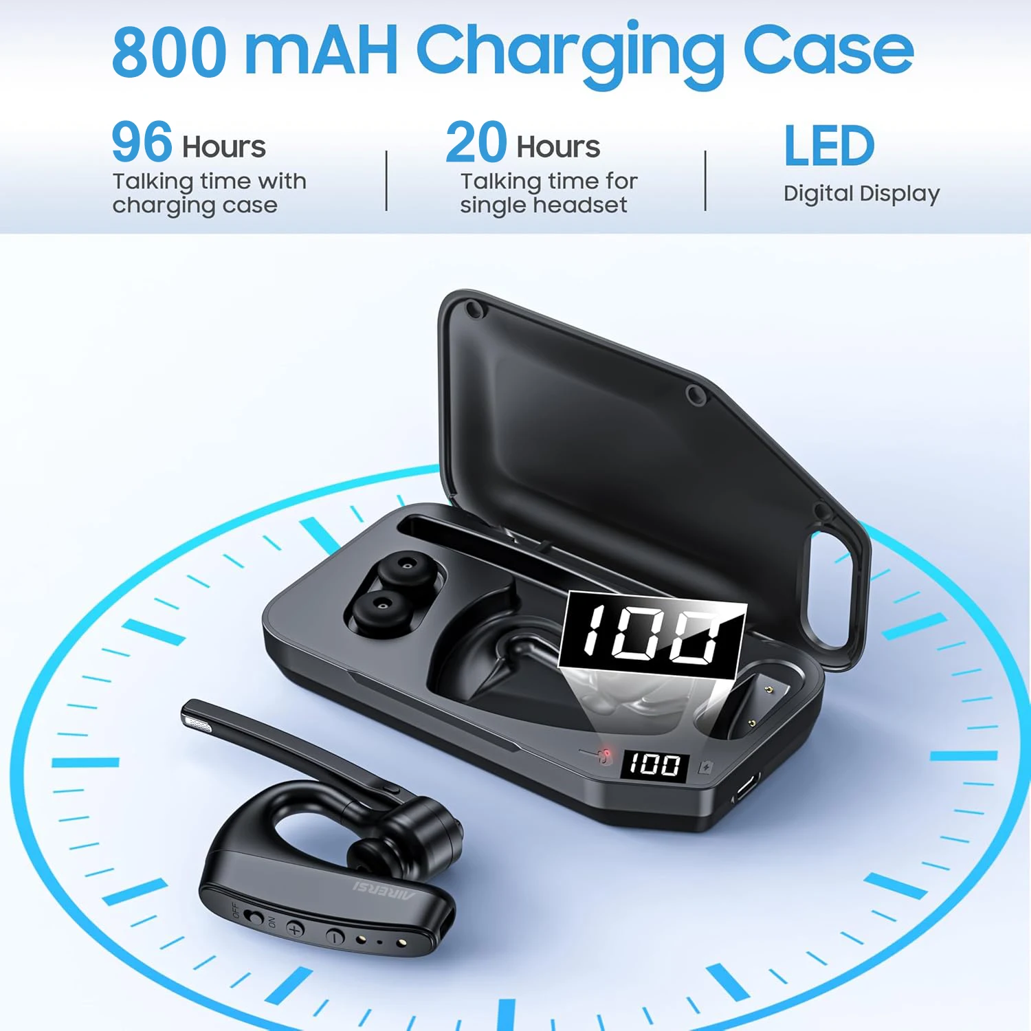 أحدث سماعات بلوتوث 5.3 سماعات رأس لاسلكية بخاصية إلغاء الضوضاء مع ميكروفون مزدوج وحقيبة شحن لجميع الهواتف الذكية